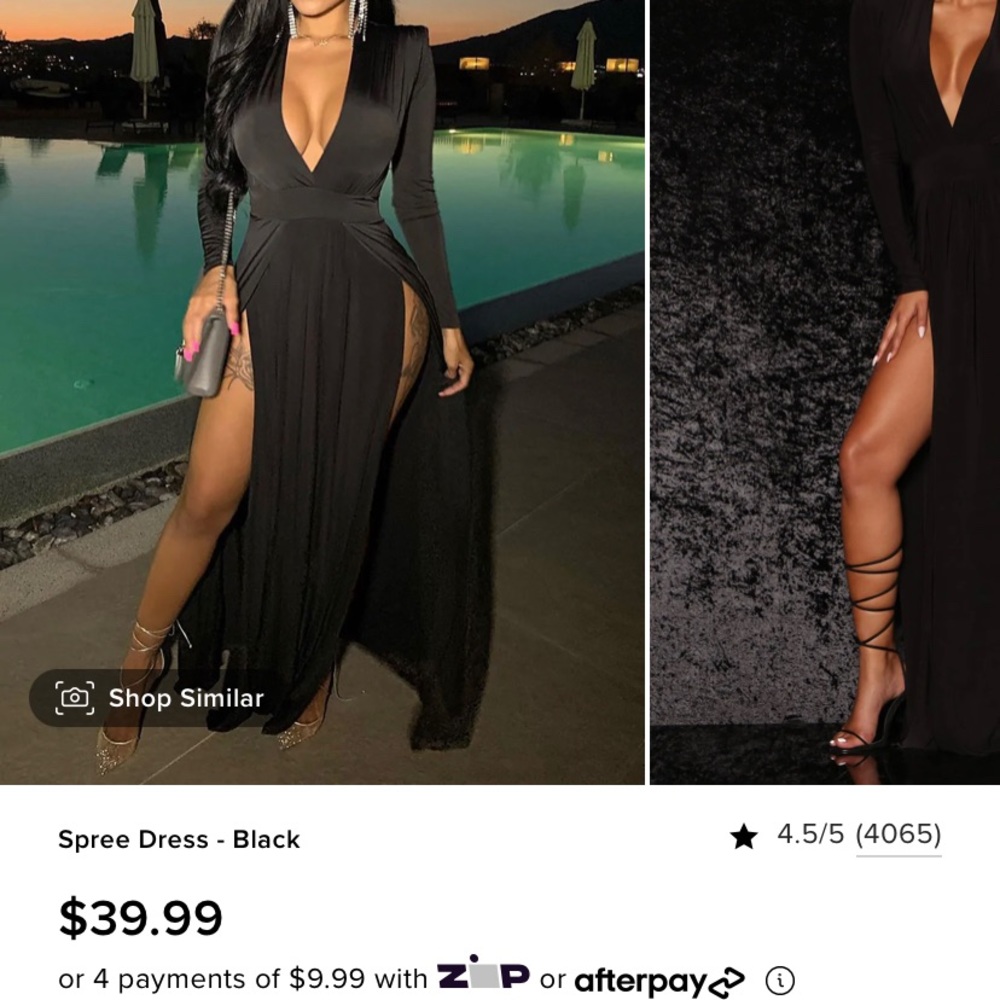 Black double high slit fashion nova dress
